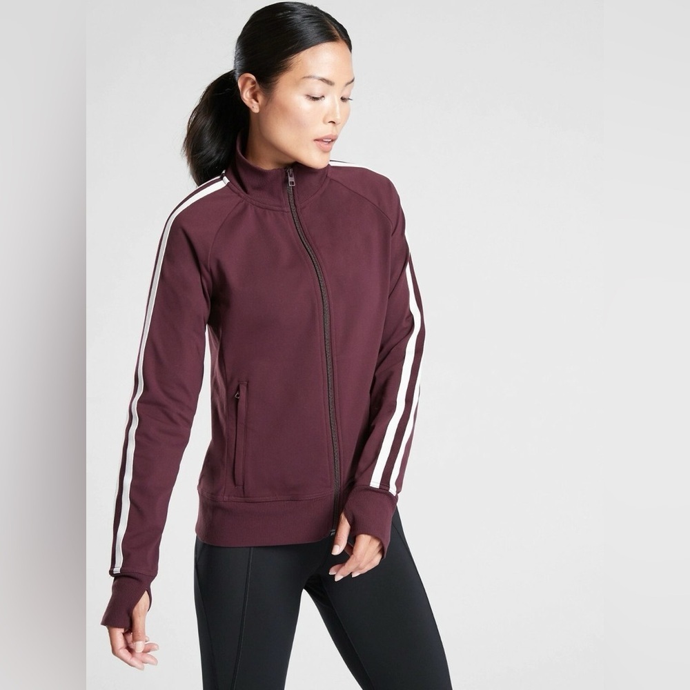 Athleta Circa Burgundy Red Track Full Zip Jacket